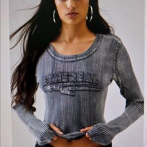 Urban Outfitters Gray Ethereal Ribbed Top SOLD OUT